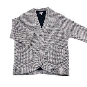 Chicos Womens Black & White Textured Cardigan Jacket With Pockets Size 1 Medium‎